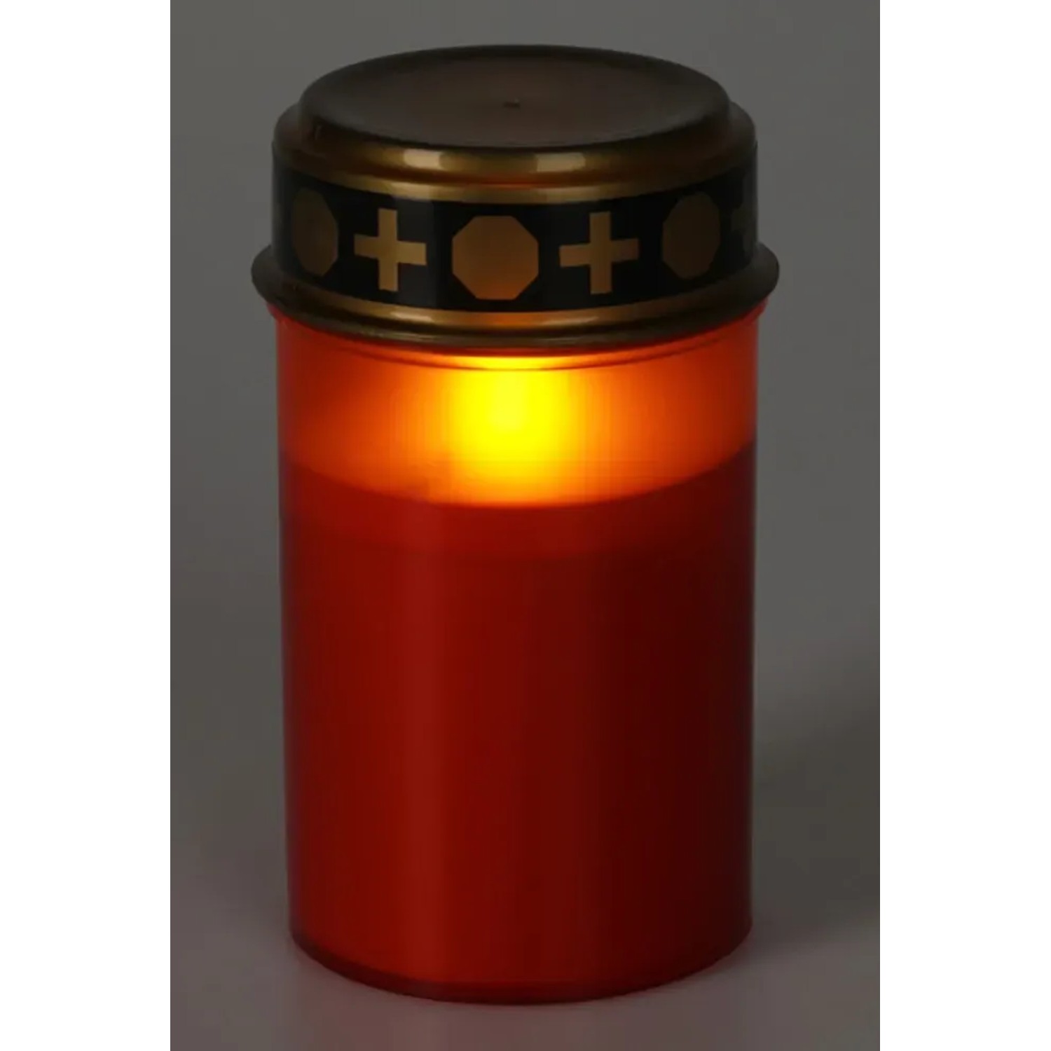 Rotes LED-Grablicht, 6,5x12cm, mit flackerndem Licht für eine würdevolle Atmosphäre.