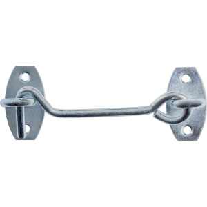 Verzinkter Sturmhaken mit Platte, 5,2 mm x 100 mm, zur Fixierung von Türen und Fensterläden.