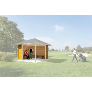 Weka Sitzgelegenheit für Pavillon Gartenoase 651 Gr. 2 mit Wänden und Bänken.