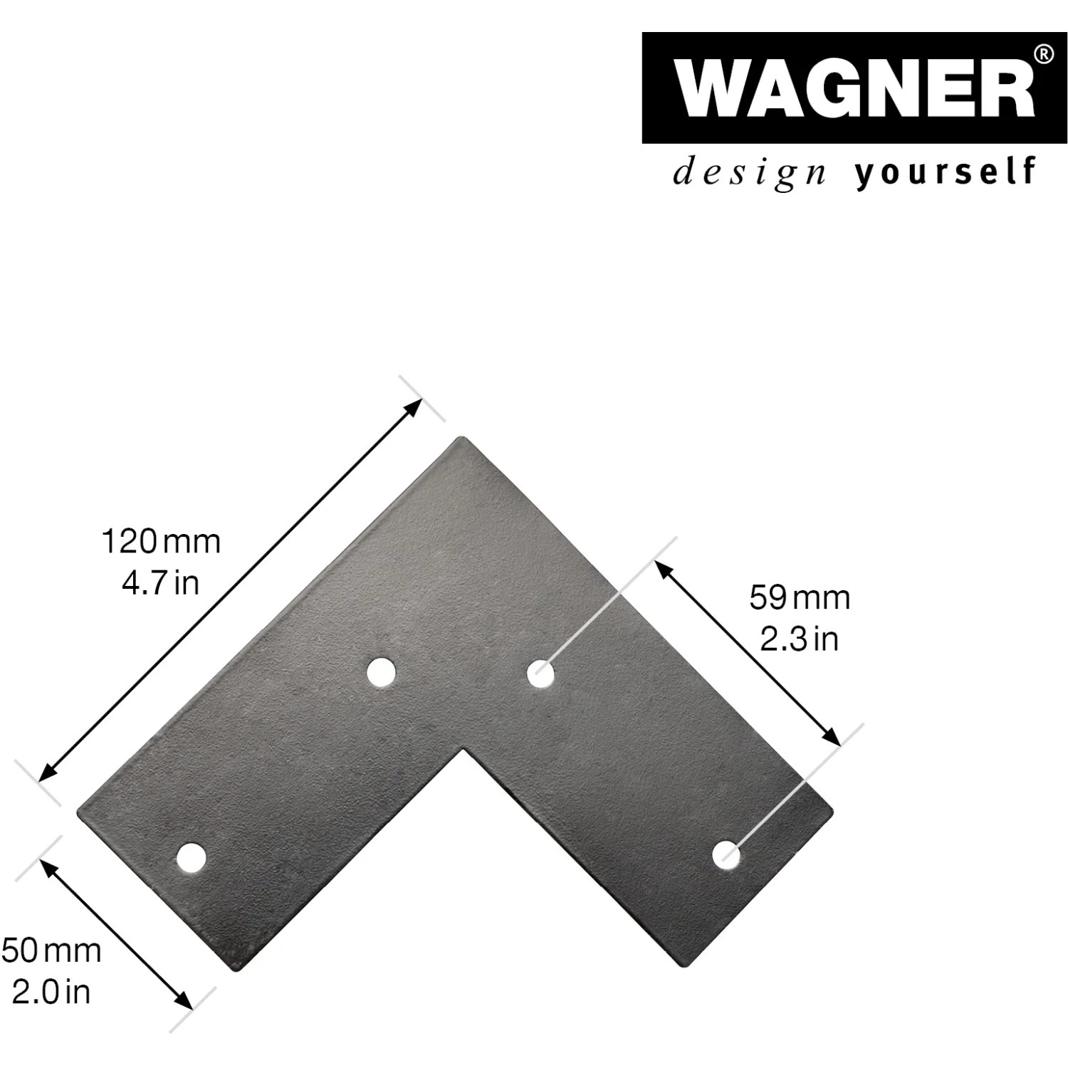 Wagner Möbelbein Hairpin, 100 mm, Schwarz Matt, aus Stahl mit Maßen.