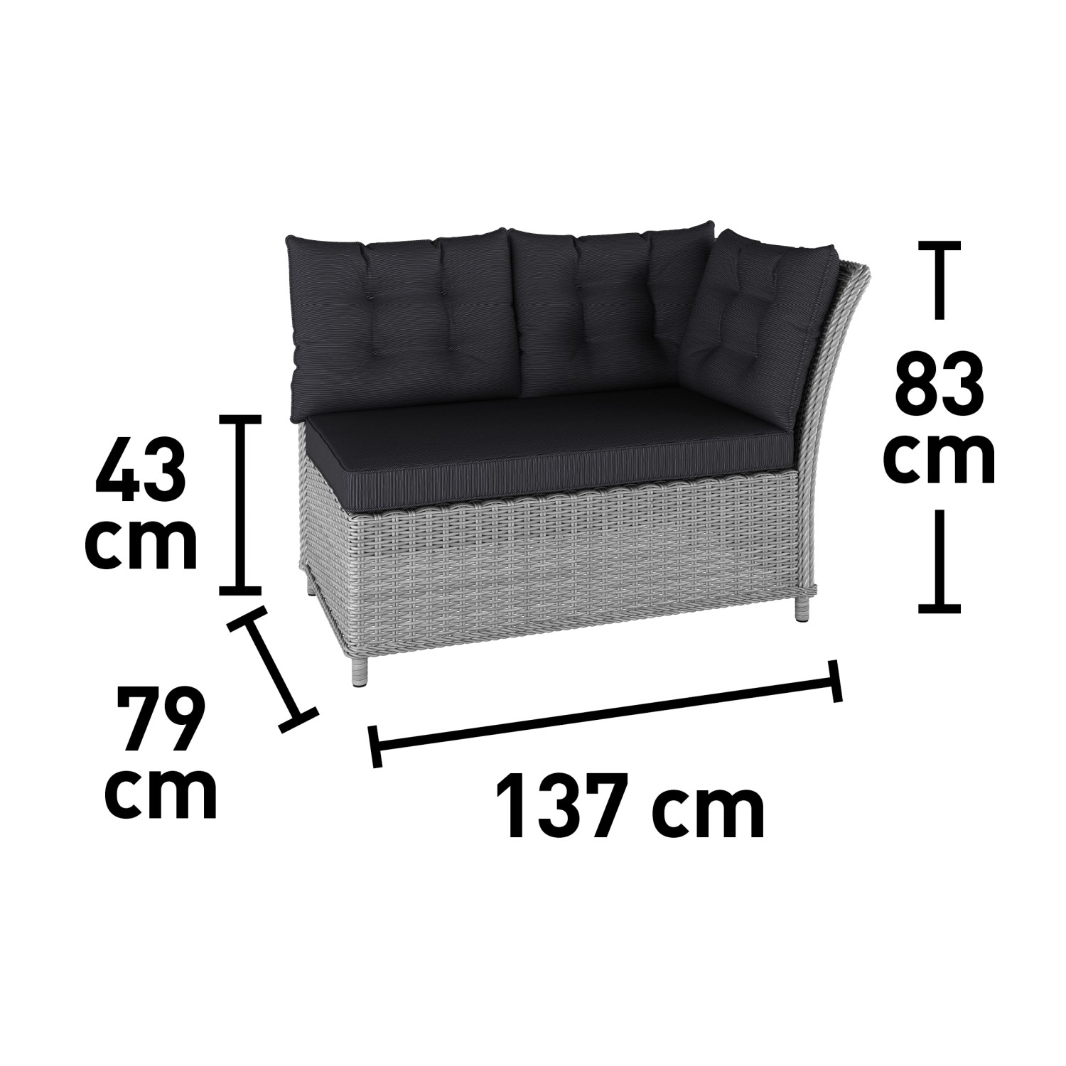 LoungeSet mit Esstisch Madison 4teilig aus Polyrattan WeißGrau