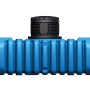 4rain Flachtank Flat S 6.000 l mit Schachtverlängerung, blauer Erdtank mit schwarzem Deckel.