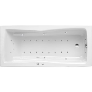 Ottofond Atlanta Premium Whirlpool, 180x80 cm, weiße Acrylwanne mit Massage- und Luftsystem.