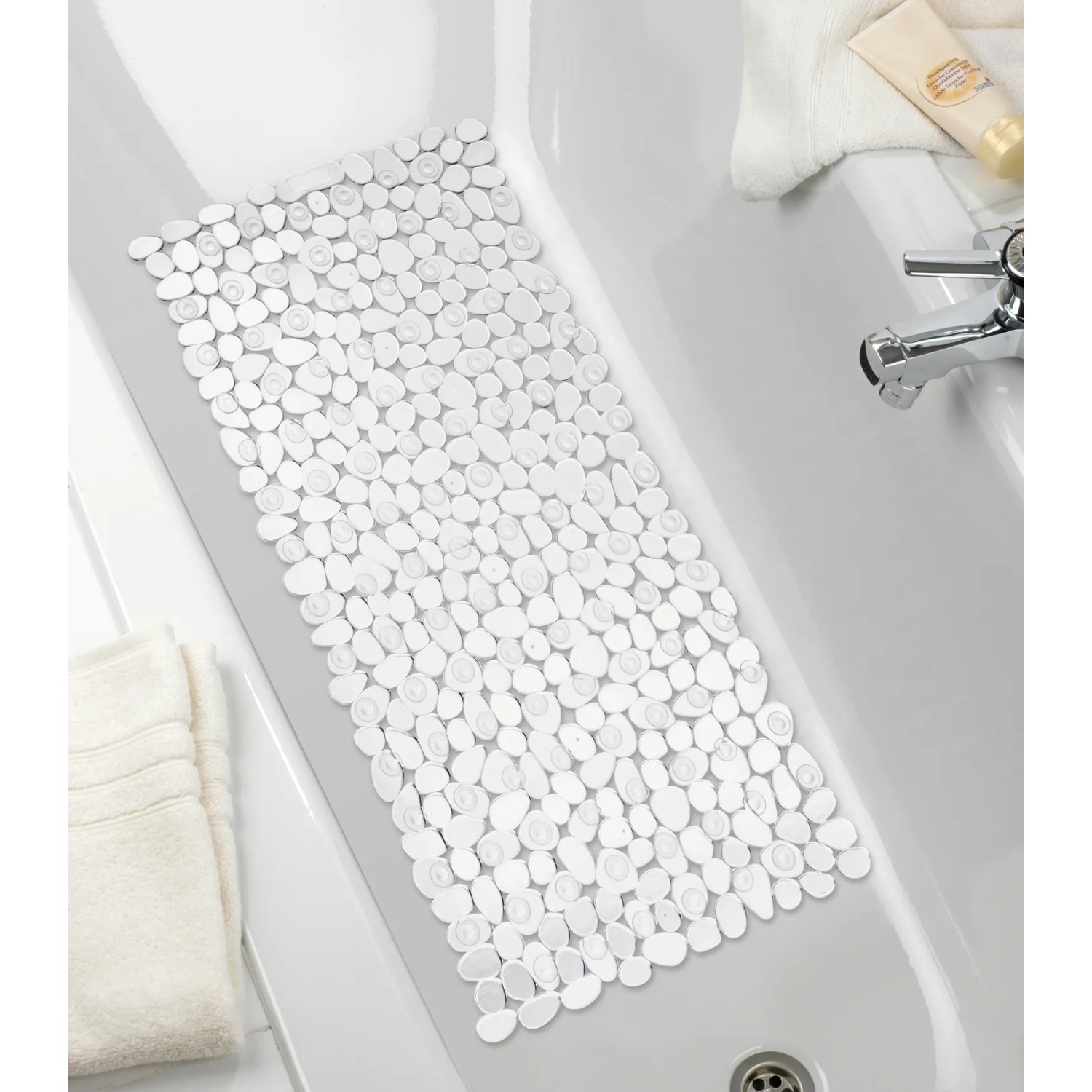 Transparente Wenko Wanneneinlage Paradise, 71x36cm, mit Anti-Rutsch-Struktur für sicheren Halt in der Badewanne.