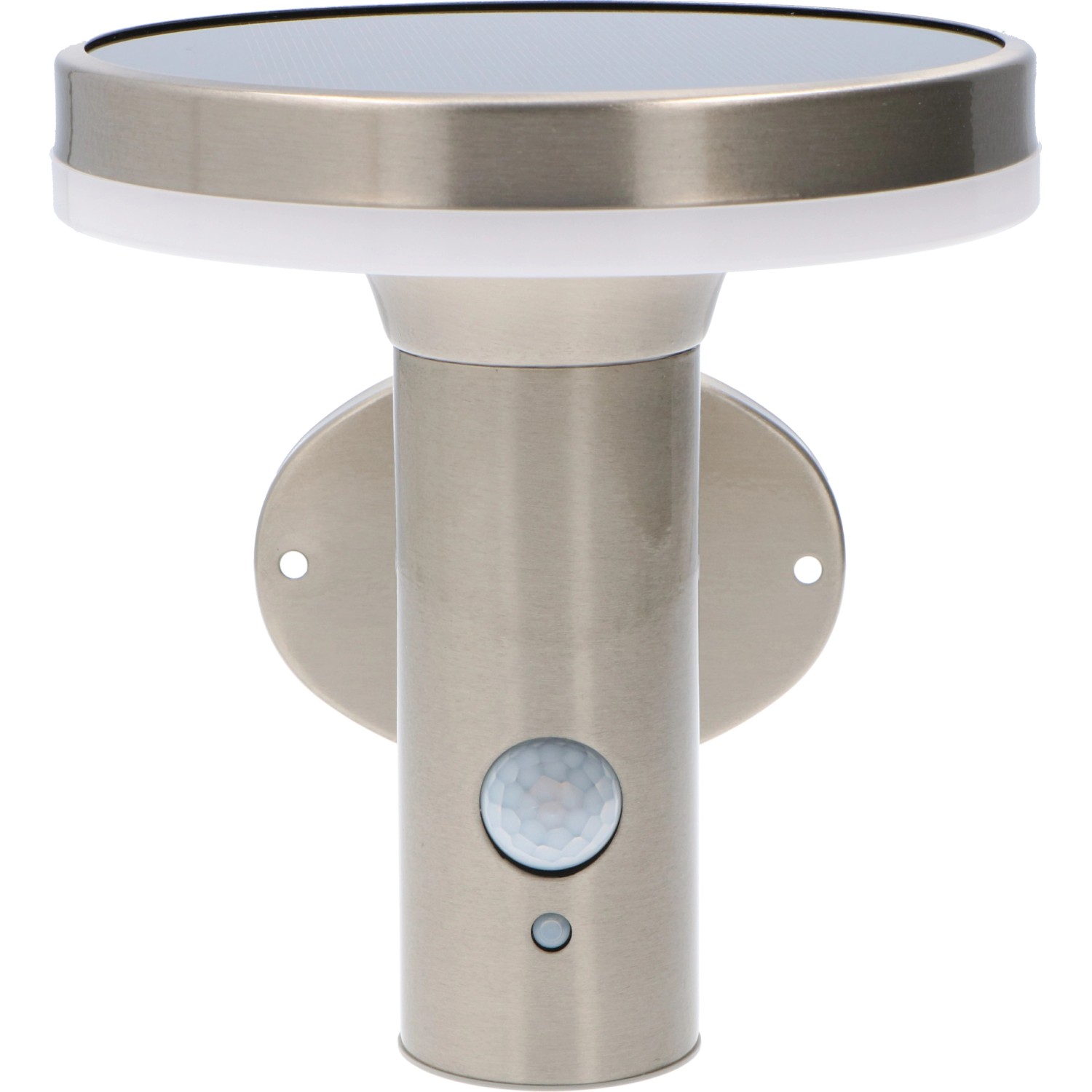 Solar-Wandleuchte Sevilla aus rostfreiem Stahl mit Sensor für Aussenbereiche.