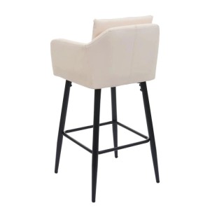 Barhocker H93 in Creme-Beige mit Kunstlederbezug und schwarzem Metallgestell.