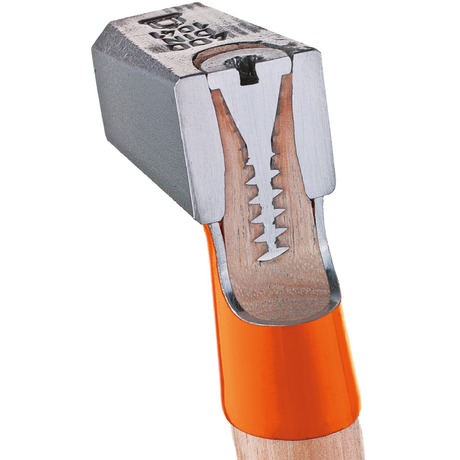 Detailaufnahme des Picard Schlosserhammers SecuTec® mit Keilschraube und Hickorystiel.