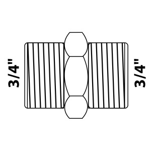 Chromfarbener Kirchhoff Doppelnippel 26,4 mm (3/4 AG) für Gewindefittings.