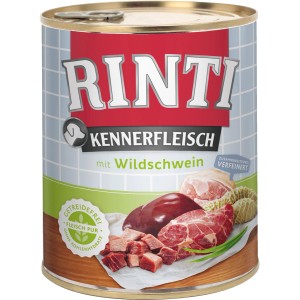 Rinti Kennerfleisch Wildschwein, 800g Dose Hunde-Nassfutter mit hohem Fleischanteil.