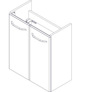 Fackelmann Waschbeckenunterschrank Milano, weiß, 52 cm breit, mit zwei Türen und Griffen.