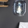 LUCE Design Pendelleuchte Nereide mit blauem Glas und Wellenmuster für E27 Leuchtmittel.