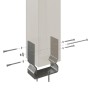 Detailaufnahme Aufschraubstütze für Skan Holz Terrassenüberdachung Rimini zur Bodenbefestigung.