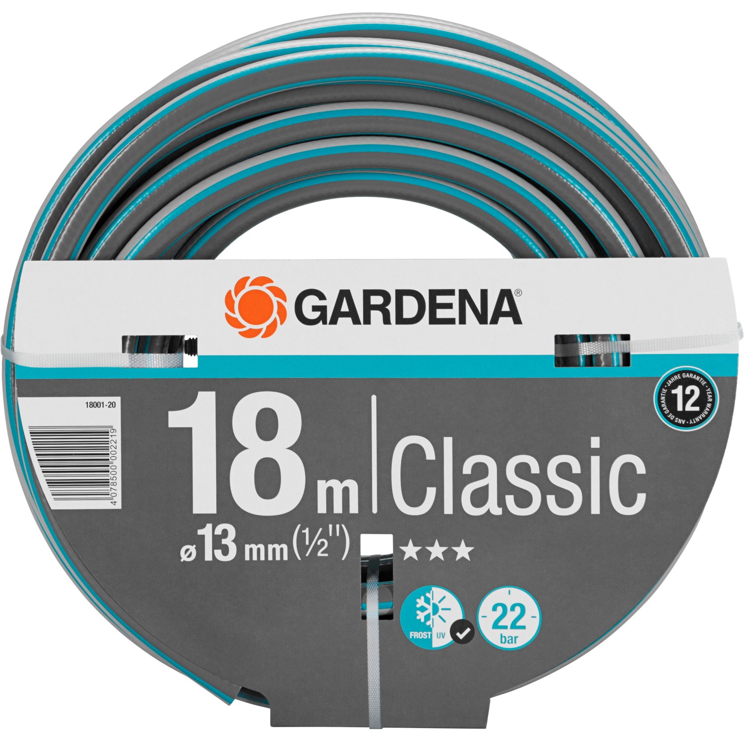 Gardena Gartenschlauch Classic, 18 m, 1/2 Zoll, aufgerollt.