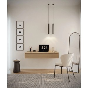 Moderner Selsey Bemmi Wand-Schminktisch 120 cm in Eiche Lindberg mit 2 Schubladen, als Schreibtisch genutzt.