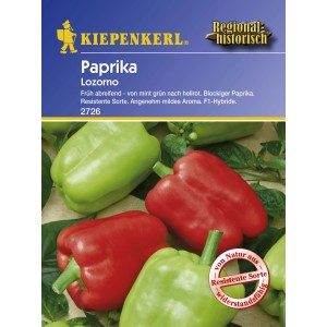Kiepenkerl Paprika Lozorno Samen: Grüne und rote, blockige Paprika.