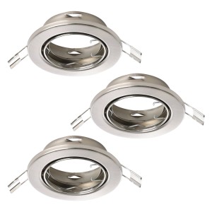 3er Set Eglo Agulo 1 Einbauspot, Nickel matt, Ø 8,5cm. LED Spot für Wohnräume.