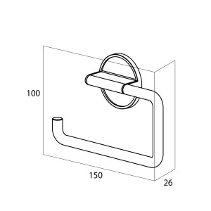 Tiger Tune Toilettenpapierhalter in Messing gebürstet/Schwarz mit Maßangaben.