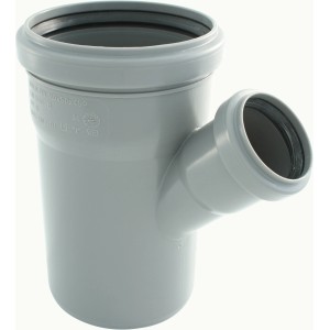 Marley HT-Einfachabzweig 45° DN 110/50, Abwasserrohr in Grau mit seitlichem Abgang.