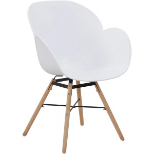 Weißer Kayoom Stuhl Amalia 110 im 2er-Set. Polsterstuhl mit Holzbeinen und Kunststoffschale.
