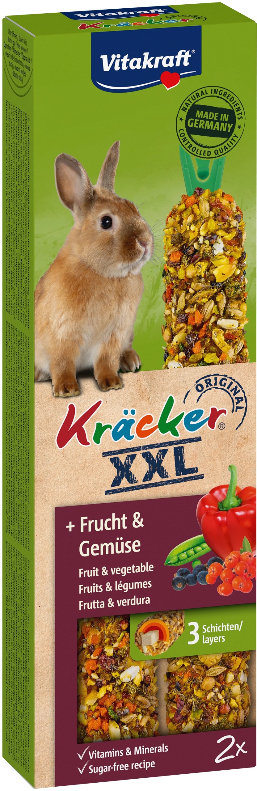 Vitakraft Kräcker® XXL mit Früchten und Gemüse für Zwergkaninchen 2 ...