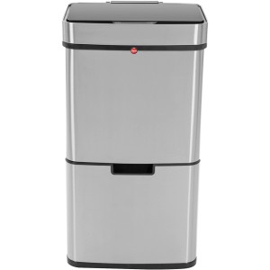 Hailo Sensor-Mülltrennsystem Öko Vario XL aus Edelstahl mit drei Fächern.