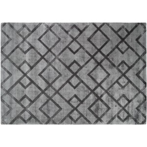 Grau-anthrazitfarbener Kurzflorteppich (80x150 cm) mit geometrischem Rautenmuster.