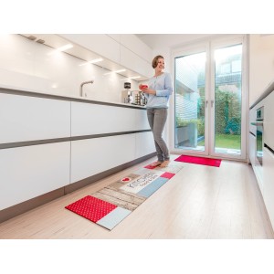 Astra Miabella Küchenmatte, 50x150 cm, braun, mit Küchenmotiv. Sauberlaufmatte für Küche.
