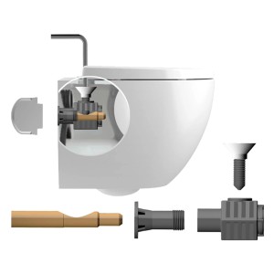 Wand-WC Befestigung SingleFix für Domberg DB1004/DB1005, Zubehör für einfache Montage.