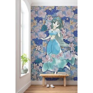 Komar Vlies Fototapete Jasmin mit bunten Blumen, 200x280cm. Wanddeko für Kinder- und Schlafzimmer.