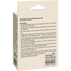 Compo Wespenfallen Köder Nachfüllpack N, Packung mit Anwendungshinweisen.