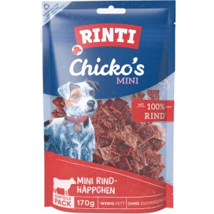 Rinti Chicko Mini Rind-Häppchen, Hunde-Snack mit 100% Rindfleisch, 170g Packung.