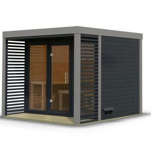 Karibu Saunahaus "Seros 3" Anthrazit/Graualuminium