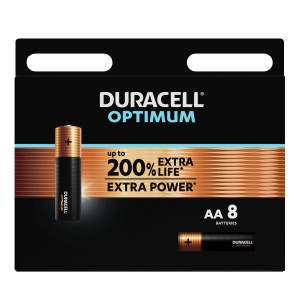 Duracell Optimum AA Batterien, 8er-Pack. Leistungsstarke Mignon-Batterien für Geräte mit hohem Energiebedarf.