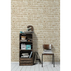 A.S. Création Vliestapete Best of Wood´n Stone Stein Beige, Maueroptik für Innenräume.