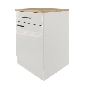 Flex-Well Unterschrank Lund, 60 cm, lichtgrau/rauchgrau, mit Schublade und Tür.