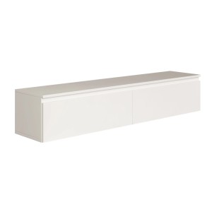 Weißes Selsey TV-Hängeboard Bemmi 150 cm mit zwei Klappfächern. Wandmontage für schwebende Optik.