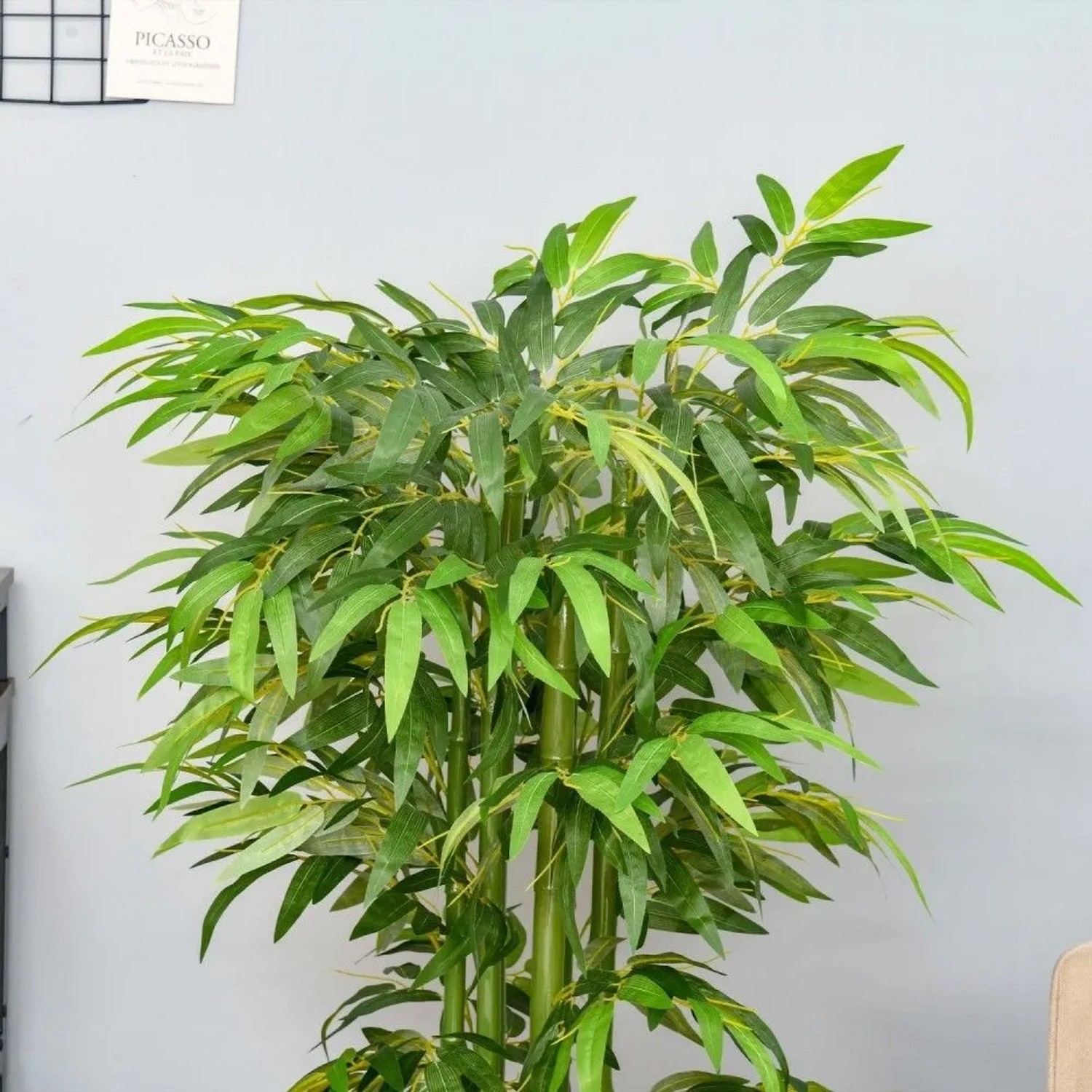 Realistische künstliche Bambuspflanze mit grünen Blättern und Stämmen, 140 cm hoch, für Haus und Garten.