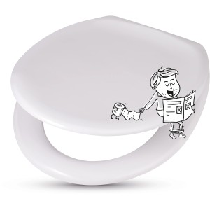 Weißer baliv WC-Sitz Perdido aus Duroplast mit Cartoon-Motiv.