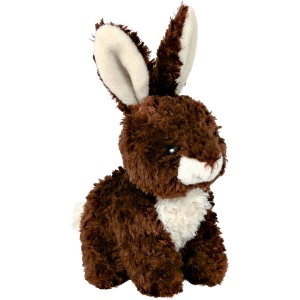 Braunes Trixie Kaninchen Plüschtier, 15 cm, sitzend.