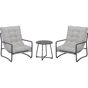 Balkonmöbel-Set Patterson 3-teilig Stahl Textilen Schwarz Beige