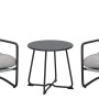 3-teiliges Balkonmöbel-Set Patterson: 2 Sessel mit Auflagen, 1 Tisch. Stahlgestell, Textilbezug beige, Stahl-Tischplatte.