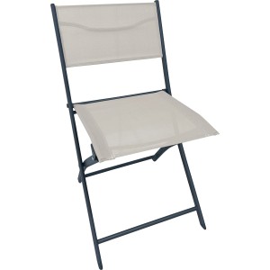 Klappstuhl Toconao in Anthrazit-Beige: Gartenstuhl aus Stahl, platzsparend.