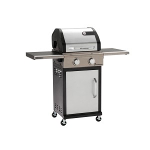 Landmann Gasgrill Triton PTS 2.0, 2-Brenner, silberfarben, mit Seitenablagen und Unterschrank.