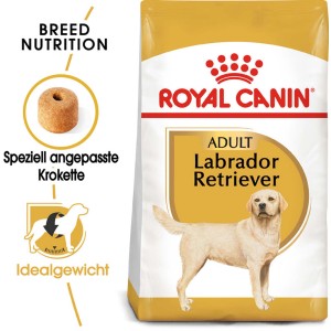 Royal Canin Labrador Adult Trockenfutter 12kg: Futtersack mit Labrador Retriever Abbildung.