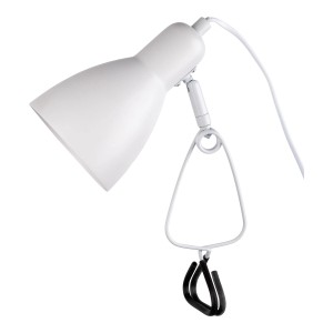 Weiße Näve Klemmleuchte Mara mit Metallklemme und Retro-Design für flexible Beleuchtung.