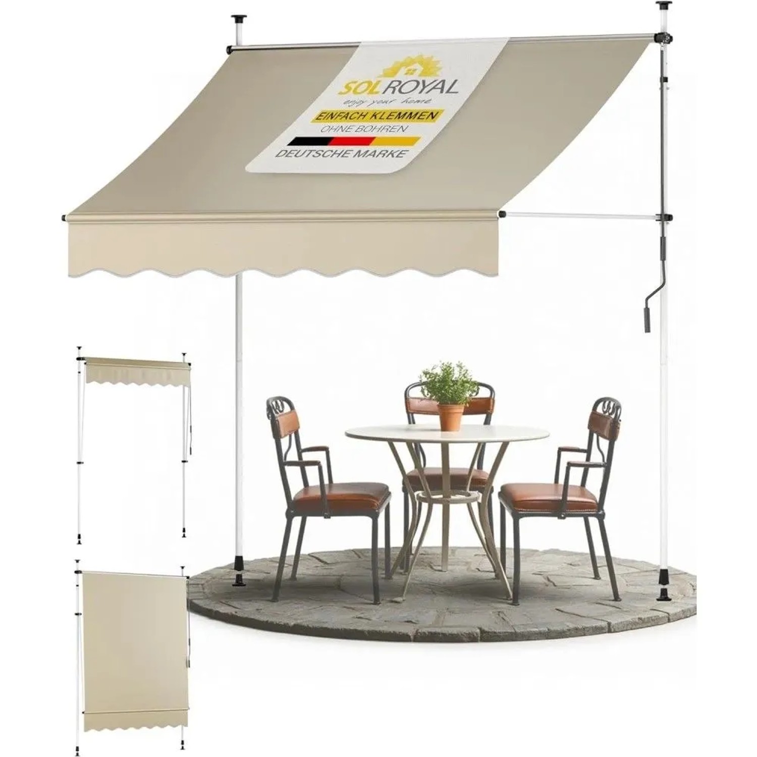 Sol Royal Klemmmarkise 3m Breit ohne Bohren SolVision BM3 Beige kaufen bei  OBI