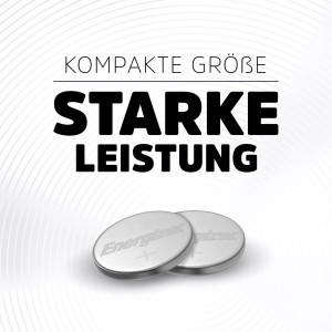 Zwei Lithium CR2032 Knopfzellen von Energizer. Kompakte Größe, starke Leistung.