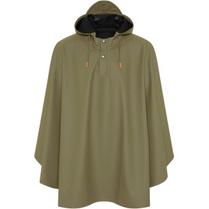 Gardena Regenjacke in Olivgrün mit Kapuze, Teil der Arbeitskleidung.