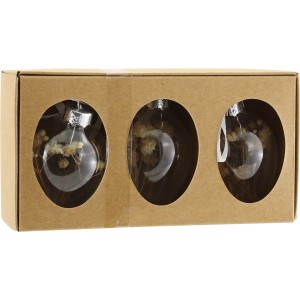 Behangeier-Set Transparent, 3 Deko-Eier mit filigraner Füllung in Geschenkverpackung.
