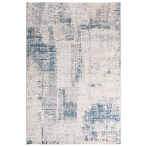 Moderner blauer Teppich (150x80 cm) mit abstraktem Muster für ein stilvolles Wohnambiente.